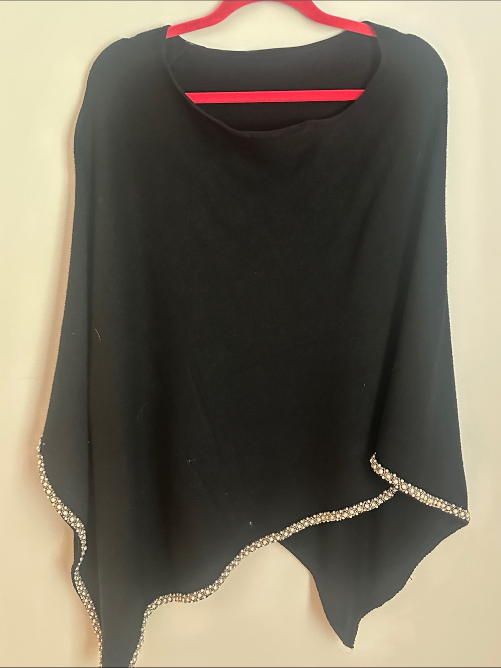 La Fiorentina Black Women's Embellished Hem Sweater Poncho